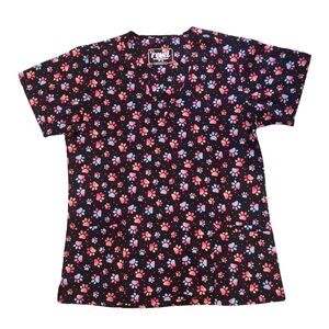 Revel Paw Print Scrub Top Size Medium